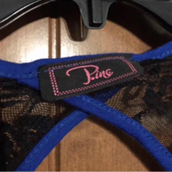 Womens Royal Blue Shirt With Lace - Picture 4 of 4